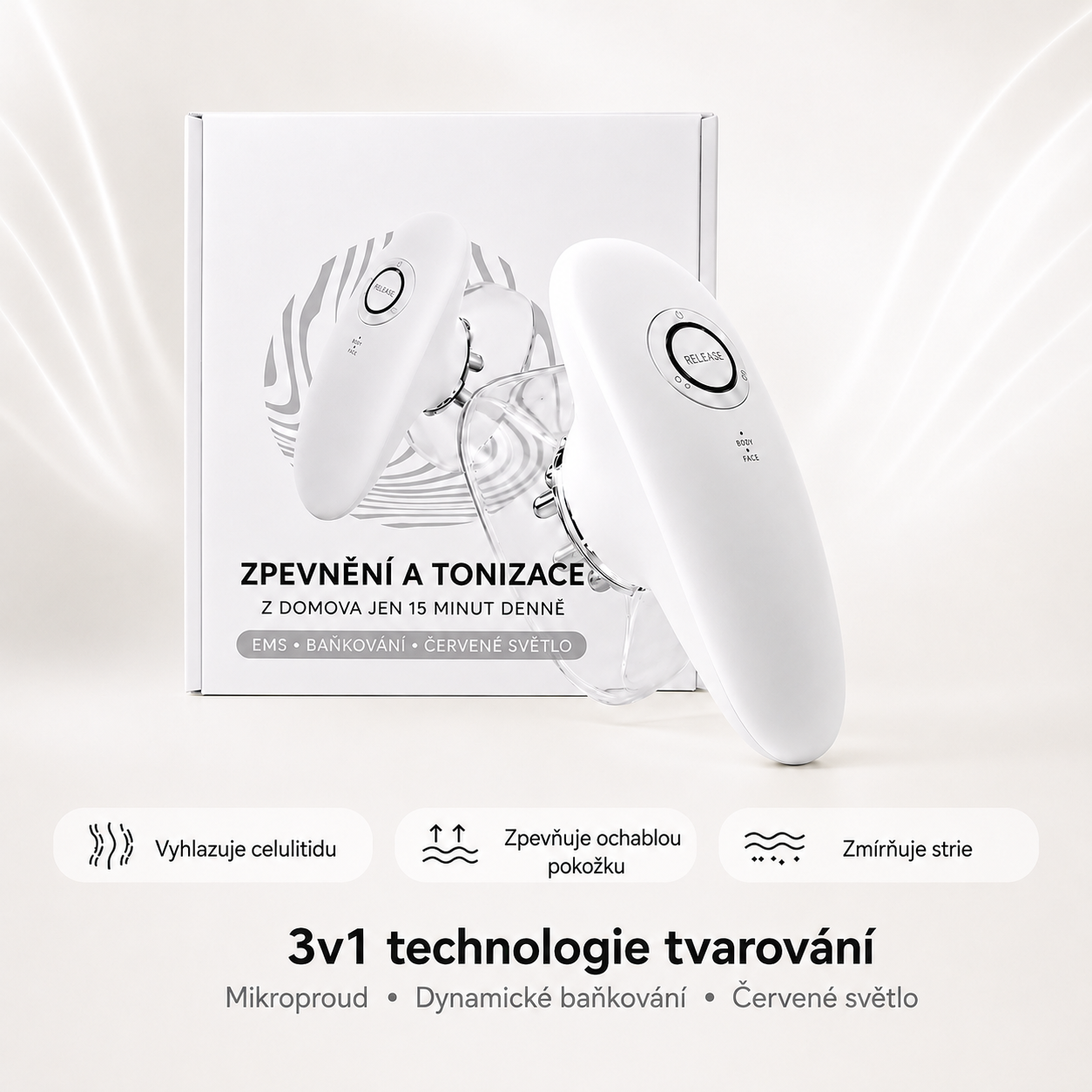 Bodily Lumina PRO – 3v1 technologie: EMS, vakuové baňkování a terapie červeným světlem